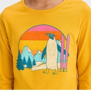 Penguin Power: Girls' Cat & Jack Long Sleeve Graphic T-Shirt